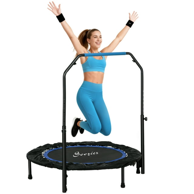 Soozier 40" Rebounder Trampoline for Adult with Adjustable Handle, Blue