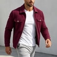 thumbnail image 5 of FRSASU Men's Waffle Knit Zip‑Up Jacket Lapel Collar Casual Coat with Gold‑Tone Button Chest Pockets Wine, 5 of 7