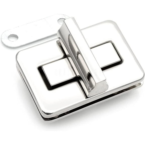 CRAFTME STUDIO Silver 1-1/2" Rectangle Twist Turn Lock Purse Closure (1pc) – Bag Clasp for Handbag & Leathercraft Accessories (VT143)