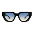 thumbnail image 2 of Thick Chain Arm Squared Thick Plastic Cat Eye Plastic Sunglasses Black Blue Brown, 2 of 4