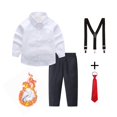 thumbnail image 3 of Pandaie 2-16T Boy Thicken Suits Boys Gentleman Wedding Outfit Dress Shirt with Bowtie Suspender Pants for Fall Winter Formal Occasion Red,15-16 Years, 3 of 4