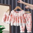 thumbnail image 1 of Pijamas de algodón de manga larga para niñas, ropa de dormir informal que combina con todo, estilo japonés, corazón de princesa, encantador y dulce, 1 of 4