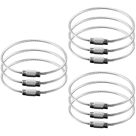 Key Ring Chain Keychain Rings Wire Loop Heavy Duty Cable Keyring Traveler 9 Pcs