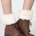 thumbnail image 5 of Blue Calentadores de piernas de punto de ganchillo para mujer, calentadores de piernas cortos y peludos, puños de pierna, cubierta de pie, manga de pierna, calcetines para botas, 5 of 5
