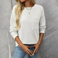 thumbnail image 5 of Tshirts Shirts for Women Women's Fashion Casual Basic Crewneck Long Sleeve Solid Color Tops, 5 of 6