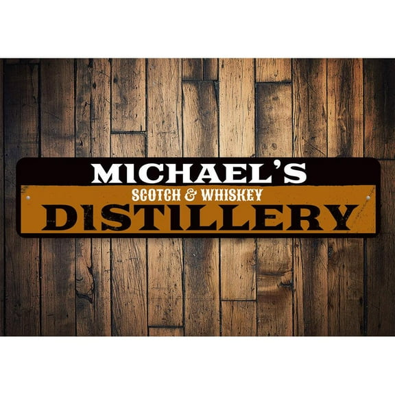 Scotch Distillery Novelty Sign, Metal Wall Decor - 4x18 inches