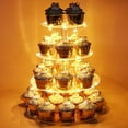 Vdomus Acrylic 4 Tier Cupcake Stand with LED Lights Cupcake Tower and