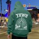 thumbnail image 1 of MHFRRA Sudadera con Capucha de Temática Cómoda para Un Jersey Informal, Ropa de Calle Suave, Ajuste Relajado, Suéter de Cuello Redondo con Diseño de Capucha Verde oscuro, 1 of 5