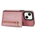 thumbnail image 3 of ELEHOLD Zipper Wallet Case for iPhone14 Plus 6.7 inch,Made of Premium Vegan Leather and Soft TPU with Shockproof Full Body Protection Magnetic Kickstand and Card Slot Case, Rosegold, 3 of 9