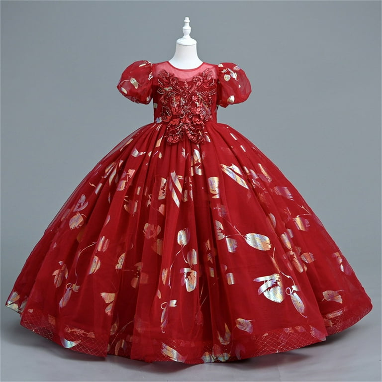 CONYUMN Girls Dresses Size 14-16 Flower Girl Dress Long Tulle Ruched  Pageant Dress Sparkly A Line Gown Party Dresses Girls Dresses Size 6 formal  Dresses for Girls Dresses for Girls (Red1,150) - Walmart.com