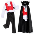 thumbnail image 1 of Conjunto de disfraz de vampiro de Halloween unisex para niños con capa, 1 of 5