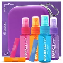 OPTIPAK Sparkle Anti-Reflective Safe Lens Cleaner Spray Kit - (4) 1oz Glasses Cleaner Spray, (4) Microfiber Cleaning Cloth & (1) Travel Pouch for Eyeglasses,Lenses & Camera Cleaning Kit - 9 Piece Set