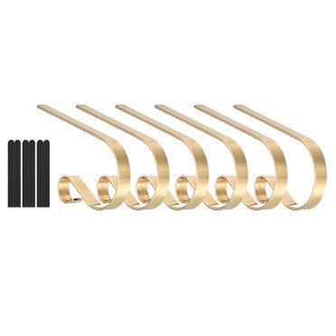 Unique Bargains Supports de Bas de Noël, 6 Pcs Support de Bas Crochets en Métal pour Décorations de Cheminée, Or