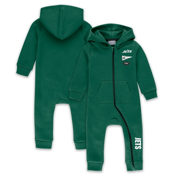 Infant & Newborn WEAR by Erin Andrews Green New York Jets Hooded Fleece Full-Zip Coverall