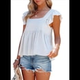 thumbnail image 2 of Blusa Informal de Mujer con Cuello Cuadrado, Volantes, Mangas , Peplum, Estilo Babydoll, Sin Mangas, Color , Talla L, 2 of 8