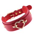 thumbnail image 4 of Minnieouse Gargantilla para mujer y niña, collar con corazón, gargantilla de cuero PU para mujer, collar llamativo, joyería, arnés para el Ropa, zapatos y accesorios Miscelánea corazón de oro y rojo, 4 of 6