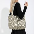thumbnail image 3 of Bolso de hombro acolchado para mujer, bolso de mano, bolso cruzado (champán), 3 of 9