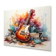 thumbnail image 2 of Designart "Fire Guitar Dry Watercolor painting III" Music Metal Wall Art, 2 of 5