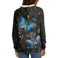 thumbnail image 3 of Garronmavis Blue Butterfly Womens Long Sleeve Hoodies Cozy Graphic Sweatshirts for Women Sweatshirt Youth Fall Pullovers Plus Size Hooded Sweatshirt, 3 of 6