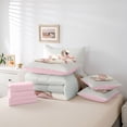 thumbnail image 5 of Homewish Romantic Swan Child Bedding Comforter Set 7 Pieces, Kawaii Princess Ribbon Bow Full Bedding Set, Cutw Animal Reversible Fitted Sheet Flat Sheet, Breathable Home Decor, 5 of 7
