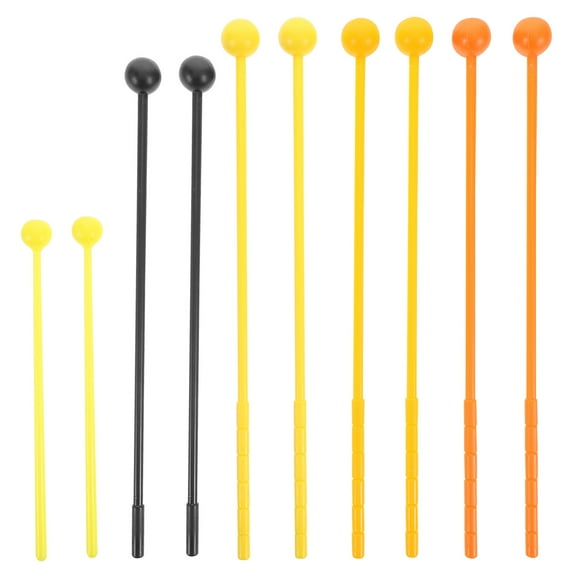 HOOWIFFY 10Pcs Plastic Drum Mallets with Ergonomic Grip for Xylophone Glockenspiel and Percussion