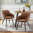 thumbnail image 7 of Andeworld Faux Leather Accent Chairs Set of 2, Living Dining Room Arm Chairs with Metal Legs for Home Kitchen Office Bistro Cafe(Brown), 7 of 7