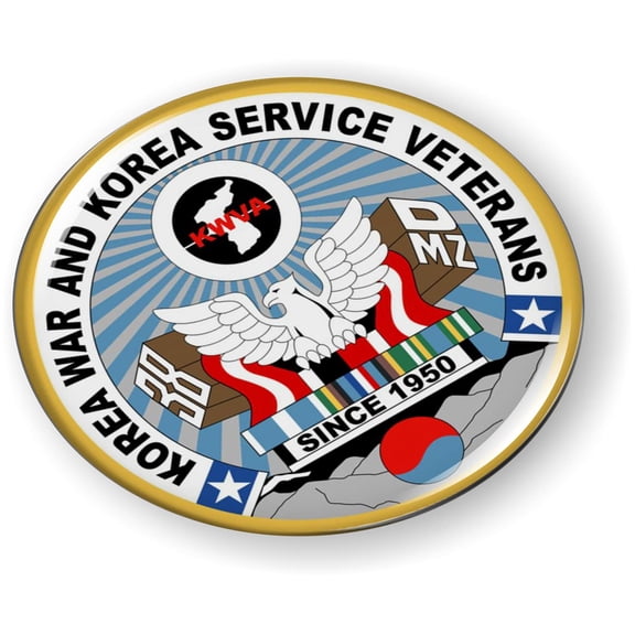 Korean War Veteran 3D Domed CAR Emblem Badge Sticker Flexible Round