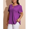 thumbnail image 4 of FOLUNSI Women's Plus Size Tops Casual Keyhole Round Neck Pleated Puff Sleeve Blouse m-4x, 4 of 6