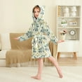 thumbnail image 2 of FORMRS Niños Bathrobe Unisex Hooded Robe Soft Plush Pajamas Sleepwear, Size 2-3T, Beige Floral Pattern, 2 of 7