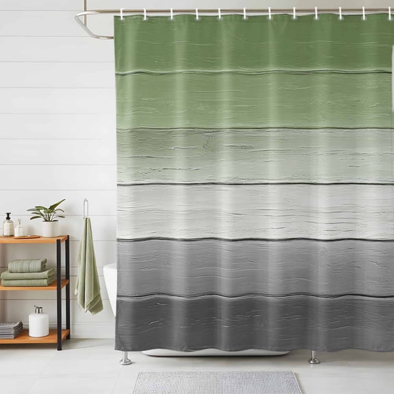 Shower Curtains for Bathroom, Sage Green Gray Waterproof Fabric Shower Curtain, Vintage Country Ombre Chic Wooden Grain Decorative Bathroom Curtain for Bathtub, 72"x78", No Hooks Included