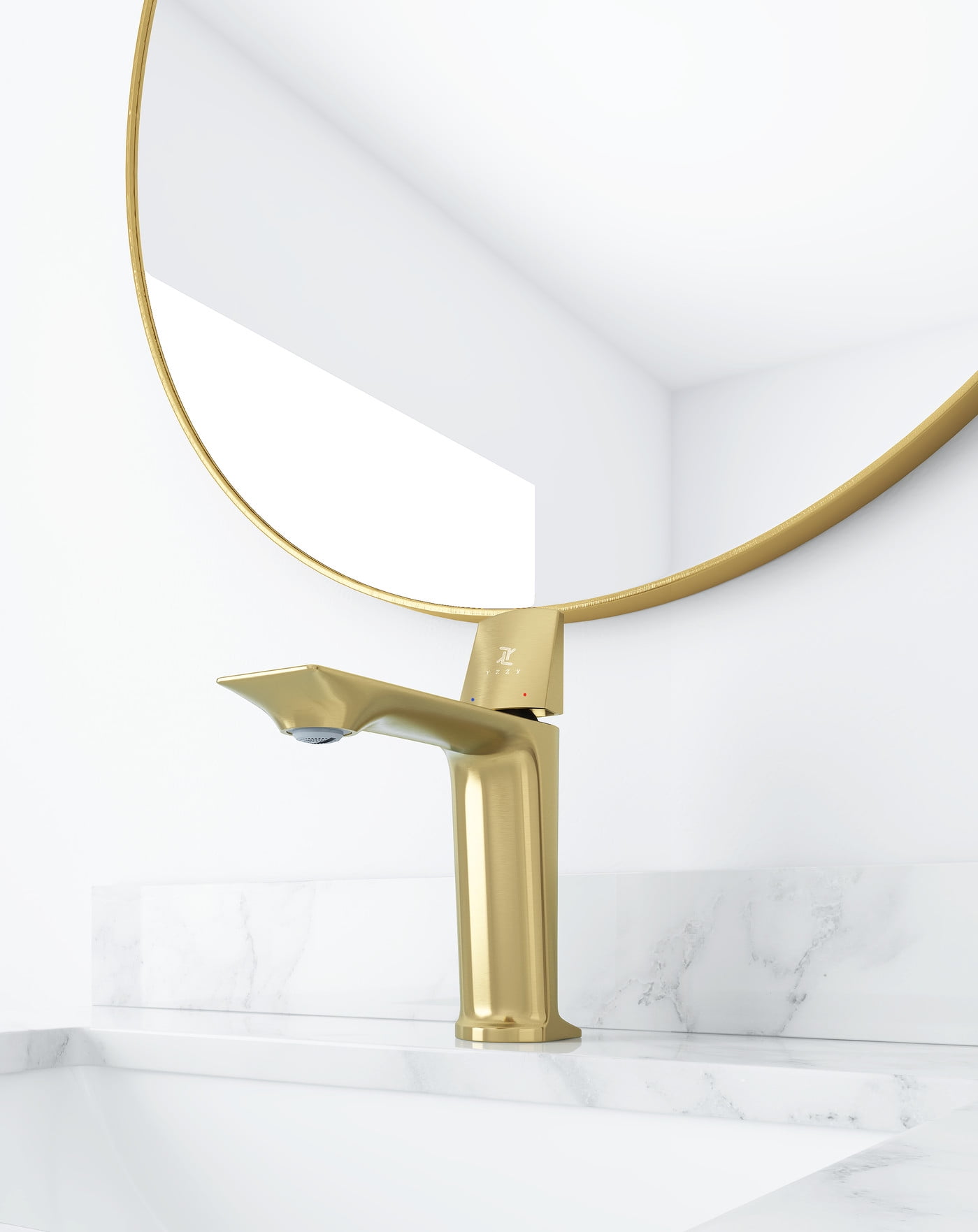 YZZY Bathroom Faucet Single Handle Sink 1 Hole Basin Faucet Brushed Gold Brass Lavatory Sink Faucet