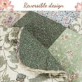thumbnail image 3 of Cozy Line Country Cottage Floral Dark Green Scalloped Edge Real Patchwork 100% Cotton 3-Piece Reversible Quilt Set, Queen, 3 of 5