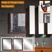 Moclever Wall Mount Mirror 11.8x15.7in Wood Like Frame Rectangle Modern Hanging Mirror for Bathroom Bedroom Living Room, Red