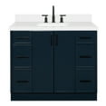 thumbnail image 2 of Ariel Kelly 43 Inch Single Rectangular Sink Bathroom Vanity With Pure White Quartz Countertop 1.5 Inch Edge In Midnight Blue, 2 of 12