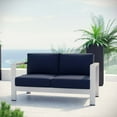 thumbnail image 2 of Modern Contemporary Urban Design Outdoor Patio Balcony Loveseat Sofa, Navy Blue, Metal Aluminum, 2 of 4