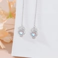 thumbnail image 3 of 925 Sterling Silver Moonstone Long Chain Earrings Hummingbird/Cat/Clover with June Birthstone Threader Earrings for Women, 3 of 10