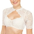 thumbnail image 2 of PMVFHDE Women 1PC Underwire Lingerie Lace Vest Elegant Dirndl Blouse for Oktoberfest Lingerie Black Lace Blouse White,XL, 2 of 9