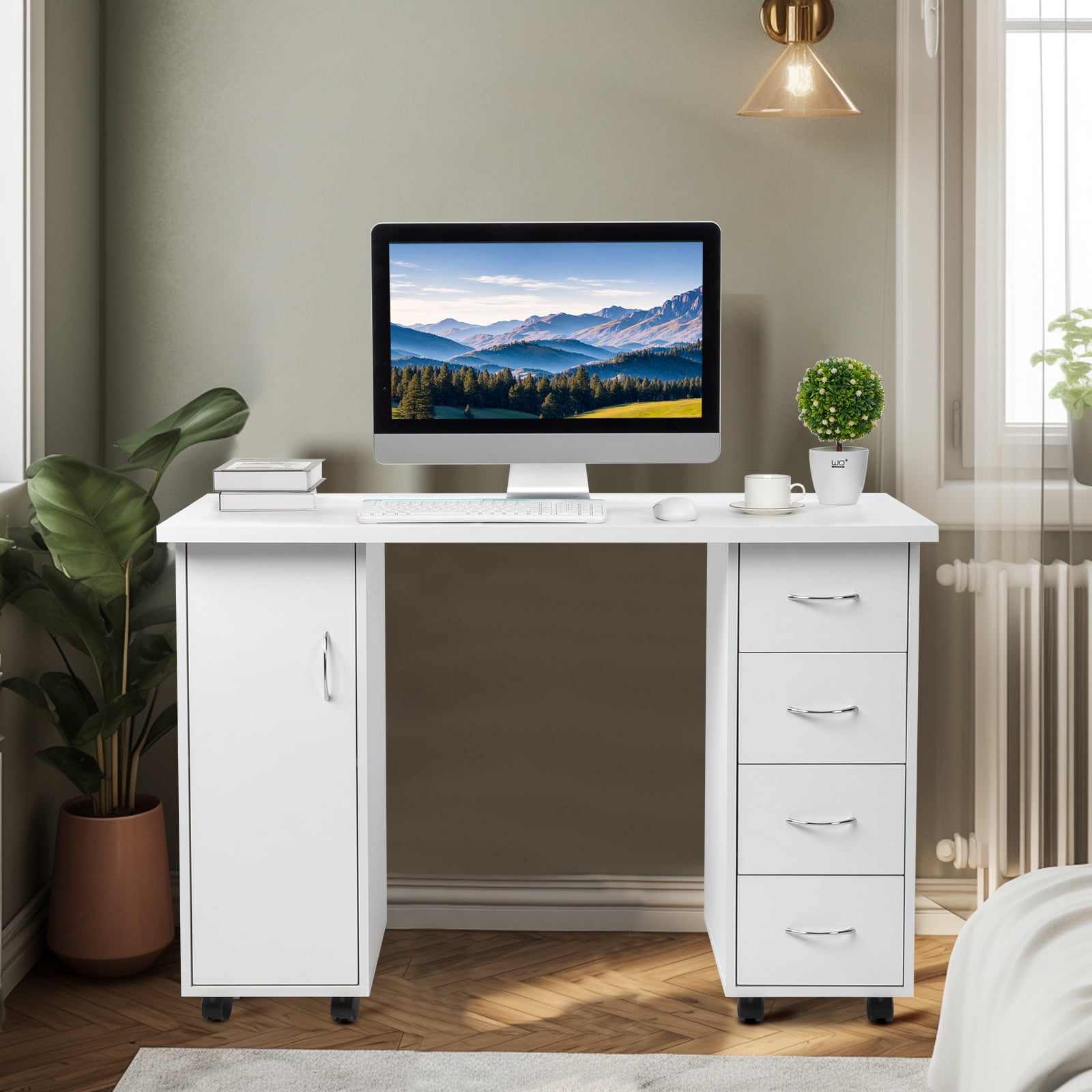 ダブルネイルテーブル ホワイト Double Edged Manicure Nail Table with Drawer White - Walmart.com