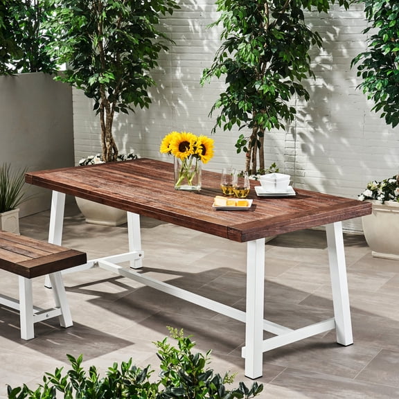 Outdoor 79" Dining Table with Sleek Frame / Seating for 8 People