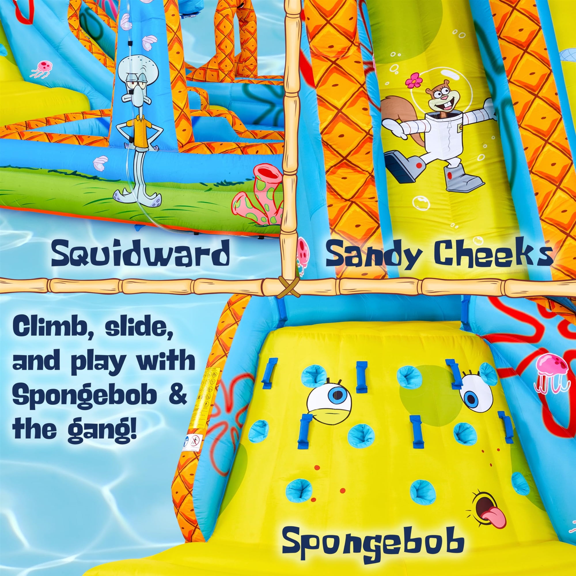 Sunny & Fun Fun SpongeBob Water Slide with Climbing Wall & Two Slides