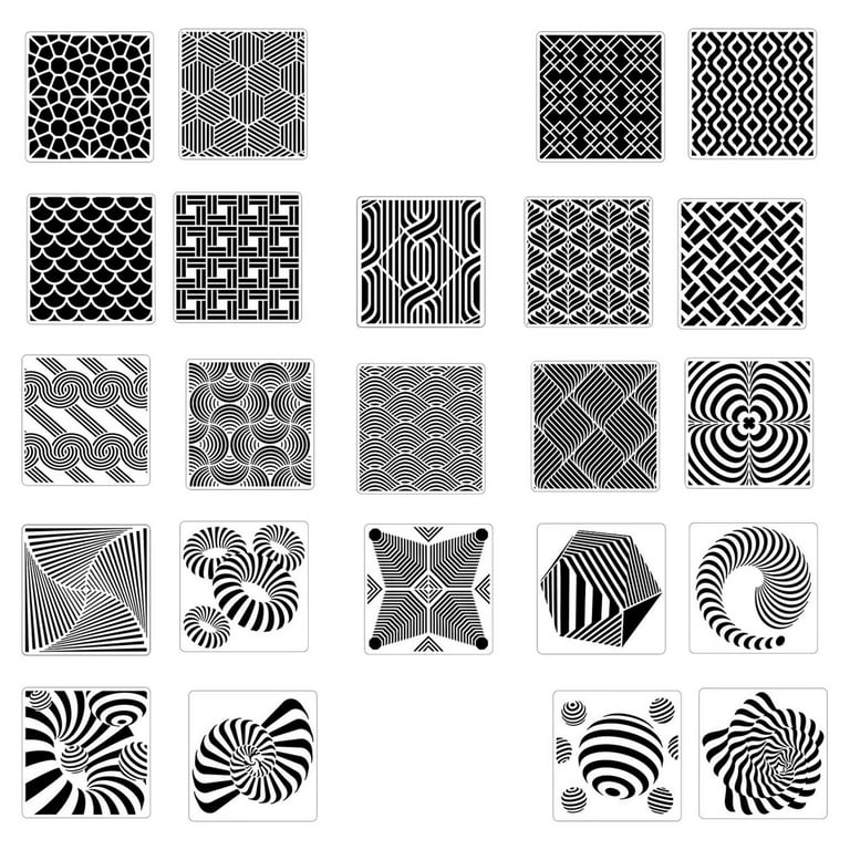 24 Pieces Geometric Stencils Painting Templates for Cookie Tile Furniture  Decor Craft Drawing Tracing Supplies