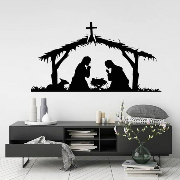 Religious Wall Decal for Living Room Maria Joseph Jesus Christ Birth Vinyl Art Sticker Bedroom Christmas Home Decor 106x57cm