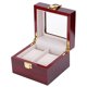 thumbnail image 2 of Caja expositora de relojes de madera con 2 rejillas, caja de almacenamiento para relojes con ventana transparente (rojo), 2 of 10