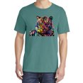 thumbnail image 2 of Wild Bobby,Colorful Rainbow Tiger Animal Lover Garment-Dyed Washed Look Short Sleeve Tees, Emerald, Medium, 2 of 3