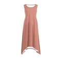 thumbnail image 5 of BLTIBY 2025 Womens Dresses 2025 Sleeveless Spring Summer Mini Dress Crewneck Solid Color Casual Beach Fashion A Line Long Dresses Pink S, 5 of 8