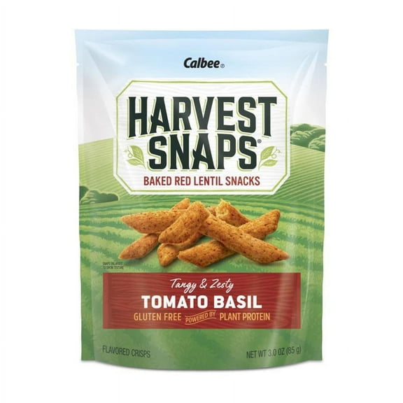 Pack Of 2 Calbee Harvest Snaps Tomato Basil Baked Red Lentil Snack Crisps, 3 oz (Package May Vary)