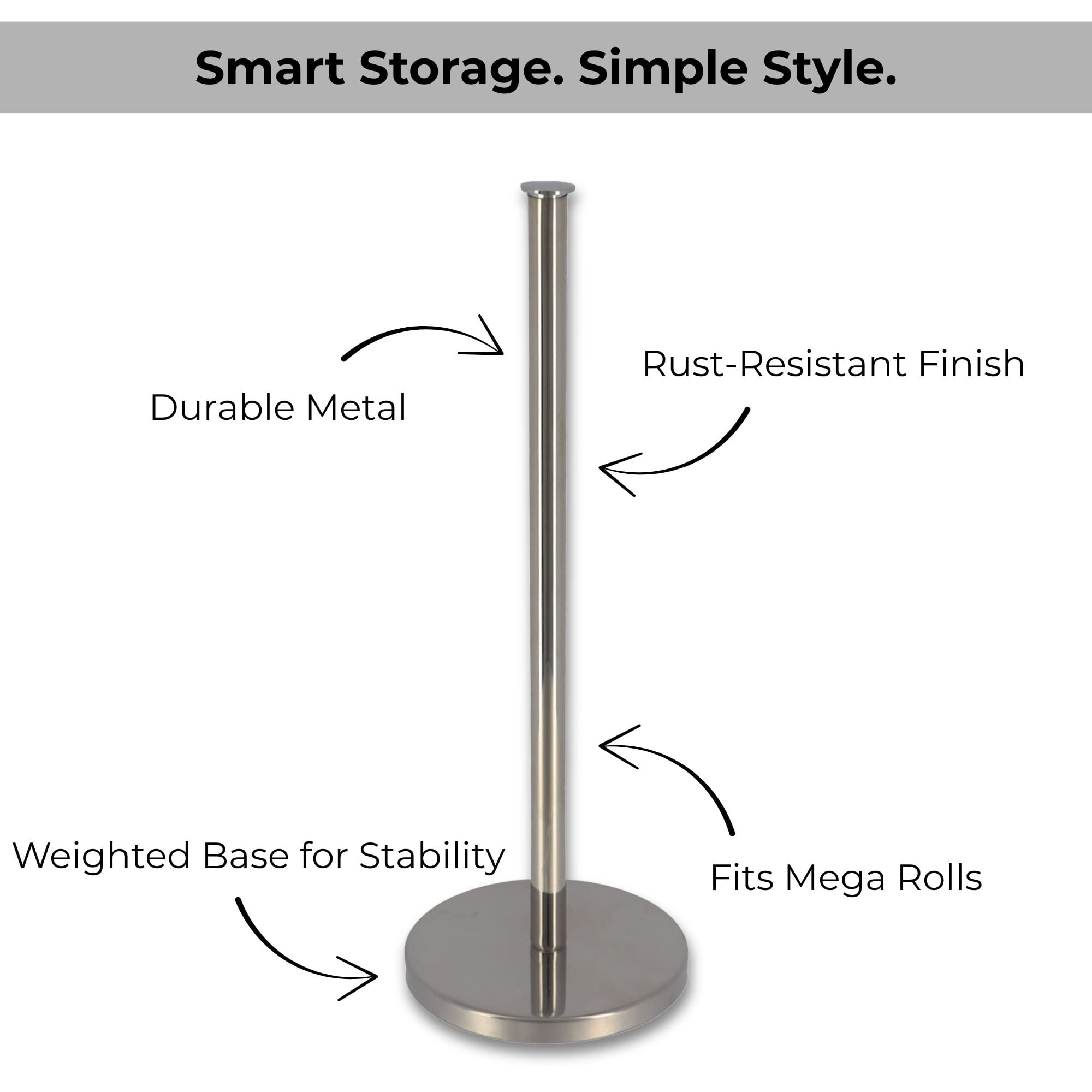 Silver Toilet Paper Holder Stand