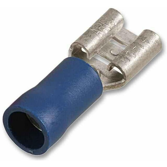 PRO POWER - Female Push On Crimp Terminal Blue 16A, 4.8mm x 0.8, 100 Pack