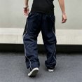 thumbnail image 4 of TOMVIGX Mens Baggy Wide Leg Pants Loose Fit Elastic Waist Drawstring Quick Dry Lounge Trousers with Pockets Streetwear Casual Track Pants, 4 of 4