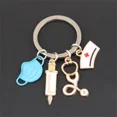 thumbnail image 1 of Classic Medical Series Key Chains Metal Syringe Stethoscope Mask Nurse Cap Pendant Car Keyring  Accessories Doctor Souvenir Gift, 1 of 7